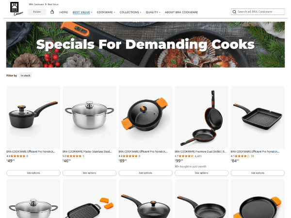 Best Value page for BRA Cookware