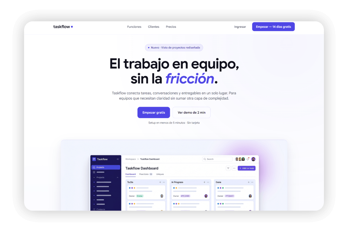 Taskflow: conversion landing page