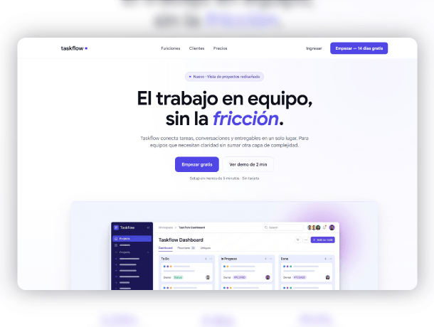 Taskflow: conversion landing page for B2B SaaS